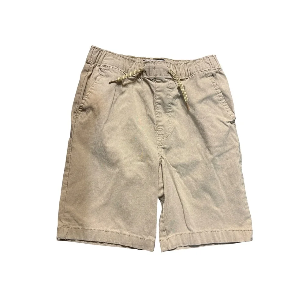 Kenneth Cole Boys Khaki Chino Shorts Elastic Waist Drawstring Tan Size 5/6
